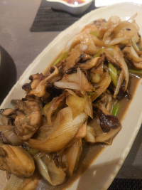 長ネギと牡蠣炒め 長ネギと牡蠣炒め